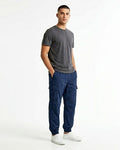 Men's Premium Cargo Trousers - Multi Pocket Casual Wear (wavy Blue)