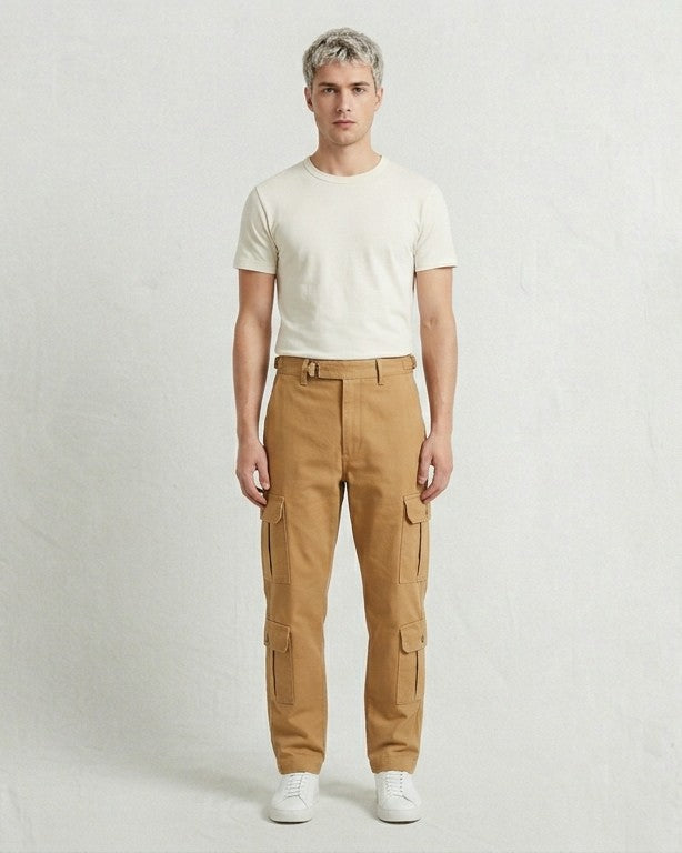 Men's Premium Cargo Trousers - Multi Pocket Casual Wear (cemal/tan)